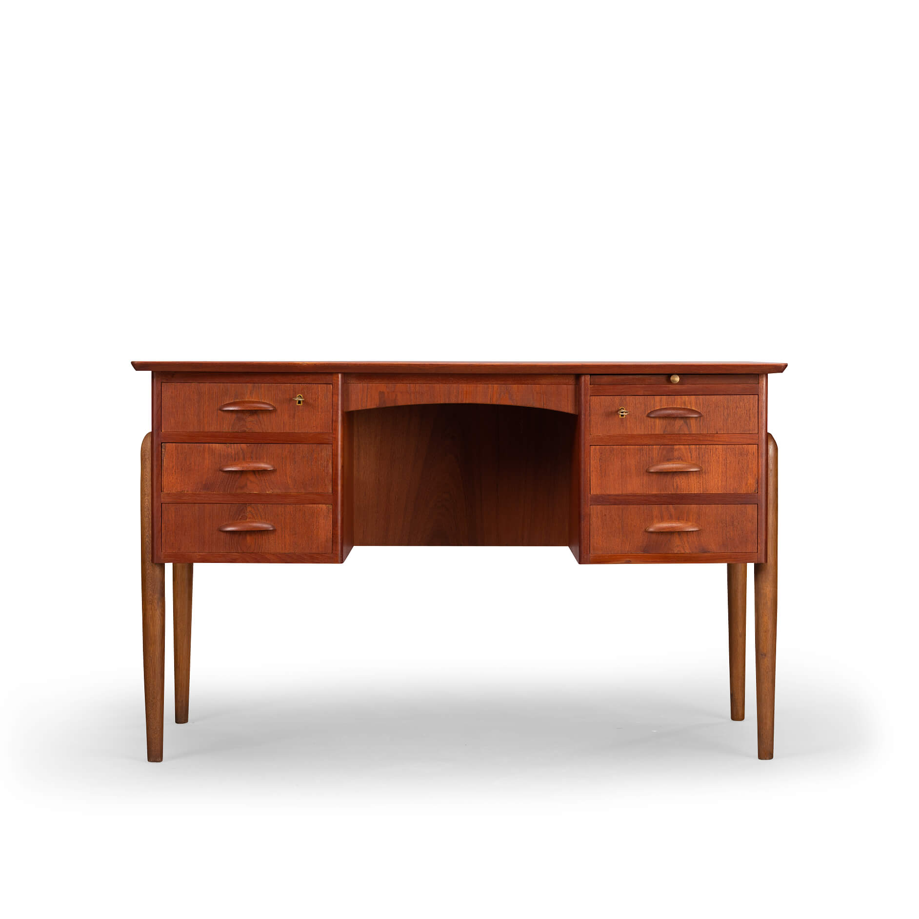 Vrijstaand teak bureau
