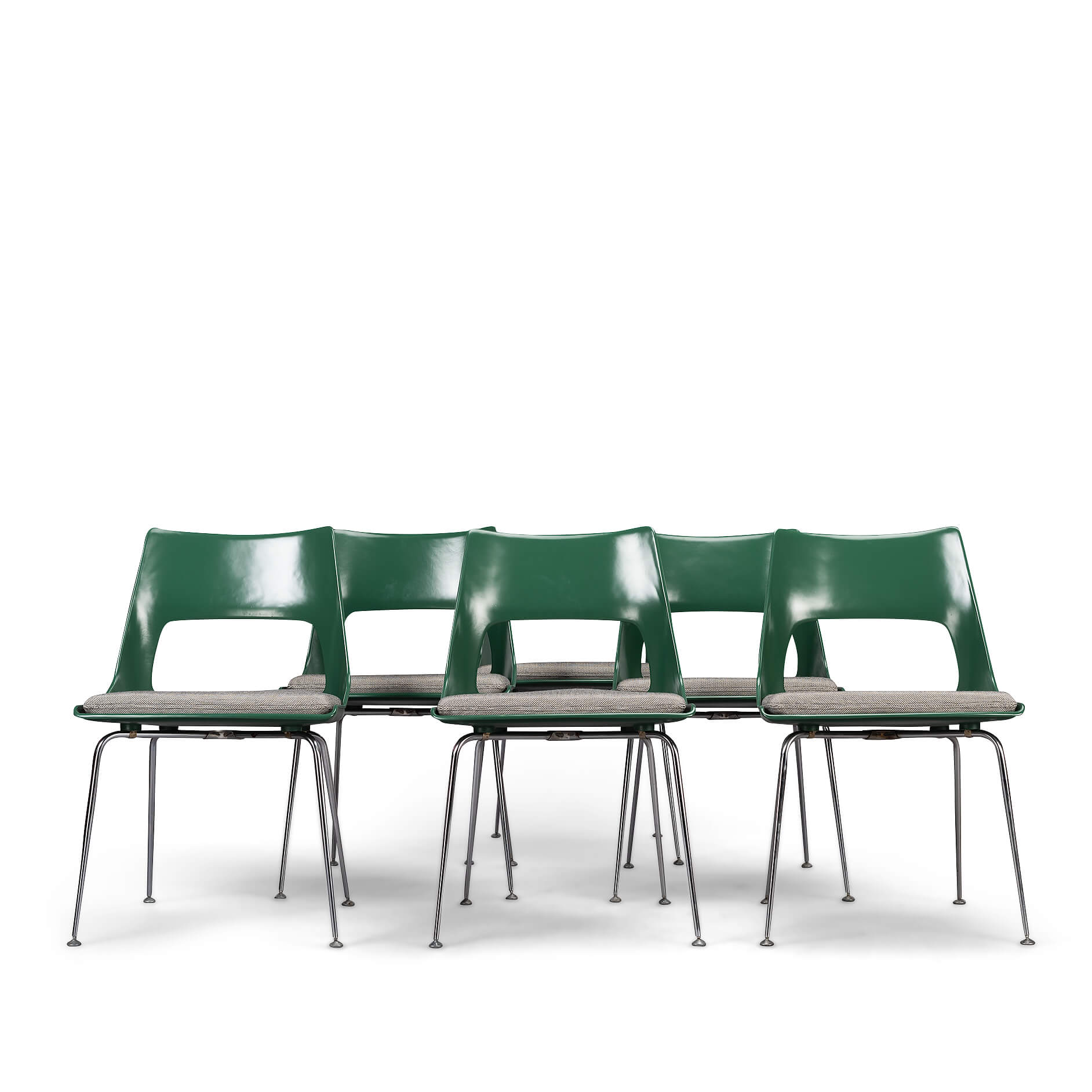 6 groene stoelen